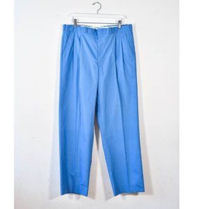 Vintage Blue High Waisted Trousers, Vintage Spring Summer Pants Size 34